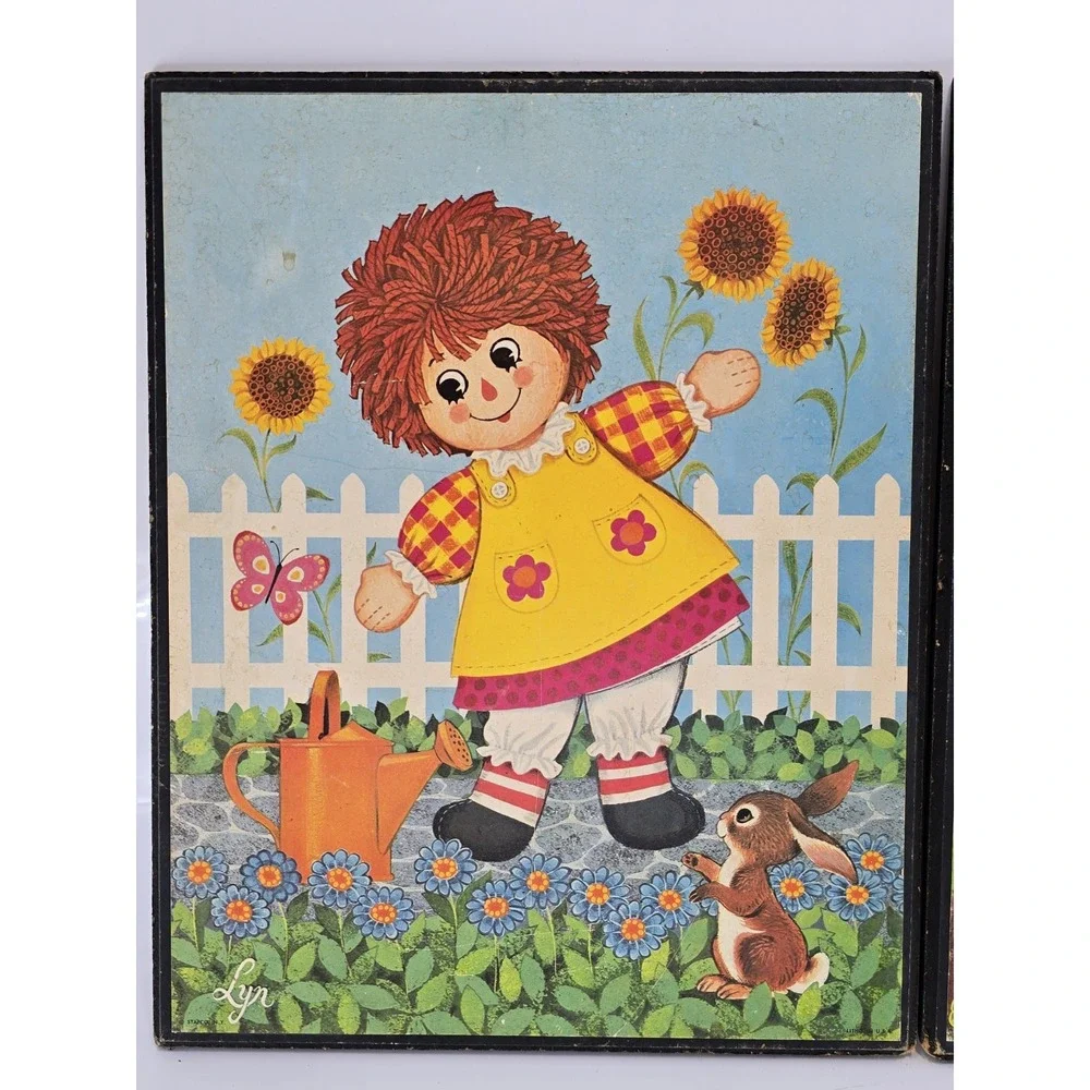 2 Lot Of VINTAGE Raggedy Ann & Andy Wooden Pictures Wall‎ Hanging 1970s